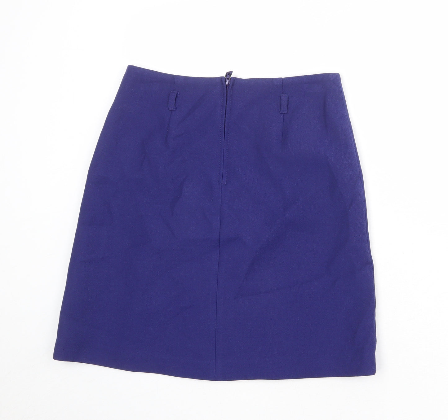 Marks and Spencer Womens Blue Polyester A-Line Skirt Size 8 Zip