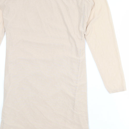 PRETTYLITTLETHING Womens Beige Polyester A-Line Size 22 Square Neck Pullover