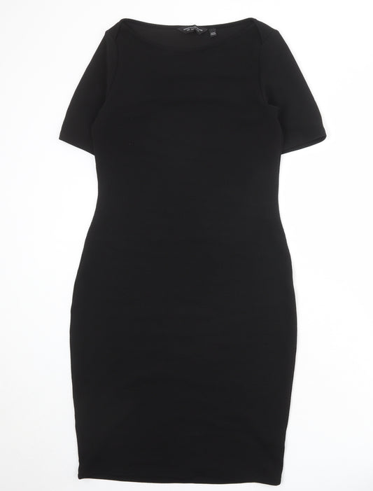 Dorothy Perkins Womens Black Polyester Sheath Size 12 Boat Neck Pullover