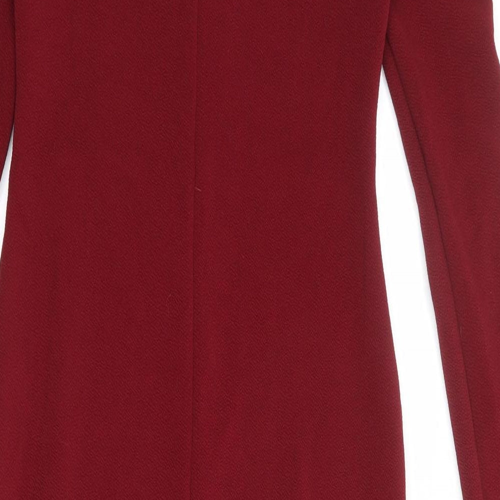 Boohoo Womens Red Polyester Bodycon Size 10 Mock Neck Pullover