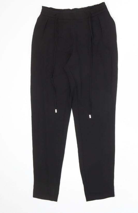 Zara Womens Black Polyester Trousers Size XS Regular Drawstring