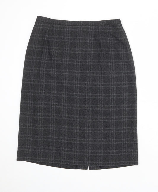 Planet Womens Grey Plaid Polyester A-Line Skirt Size 12 Zip
