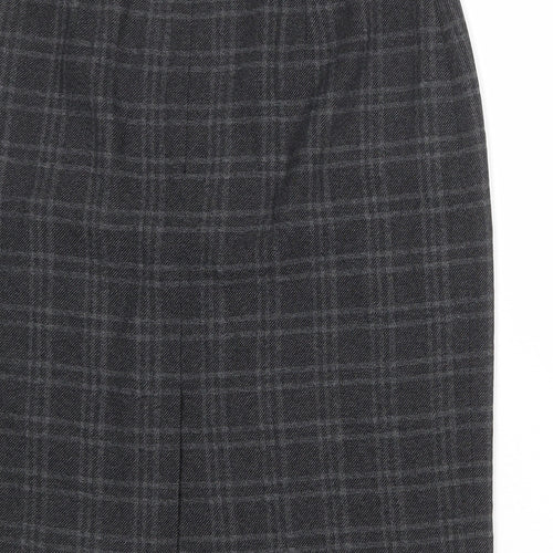 Planet Womens Grey Plaid Polyester A-Line Skirt Size 12 Zip