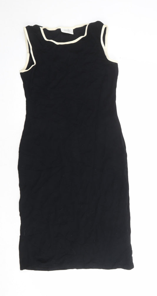 Wallis Womens Black Viscose Shift Size 10 Round Neck Pullover