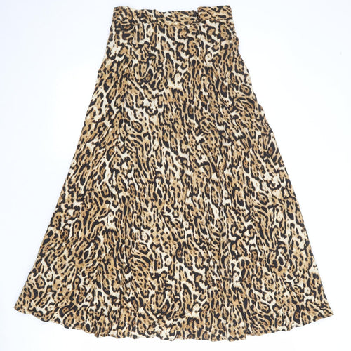Seed Womens Multicoloured Animal Print Viscose Swing Skirt Size 8 Zip - Leopard pattern