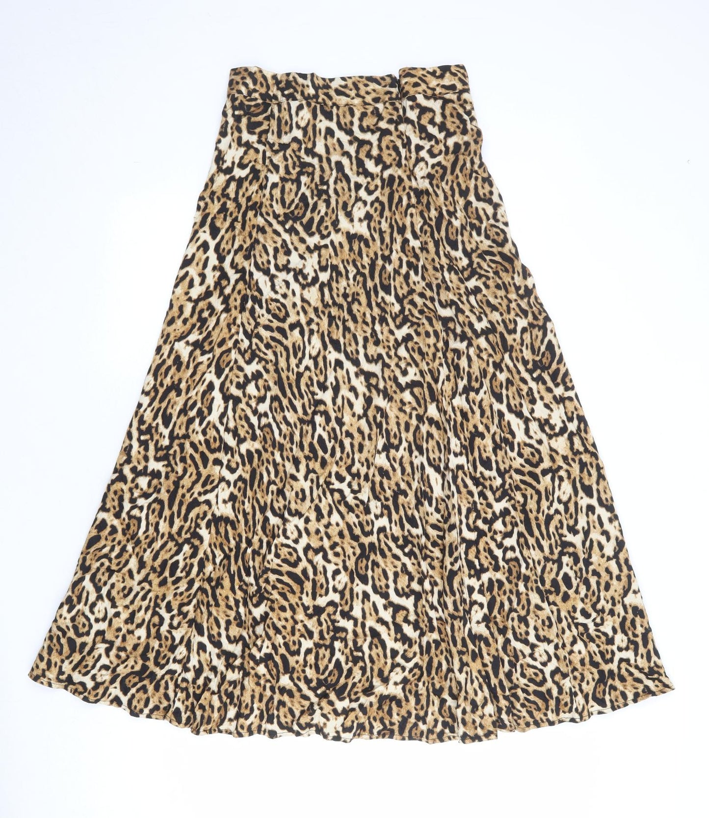 Seed Womens Multicoloured Animal Print Viscose Swing Skirt Size 8 Zip - Leopard pattern