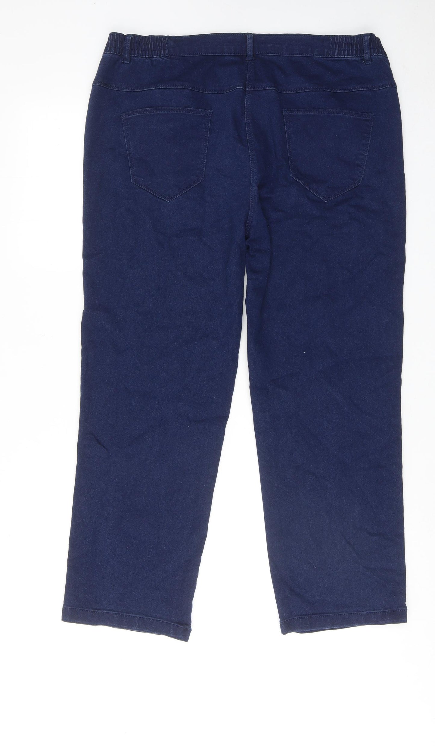 Bonmarché Womens Blue Cotton Straight Jeans Size 18 Regular Zip