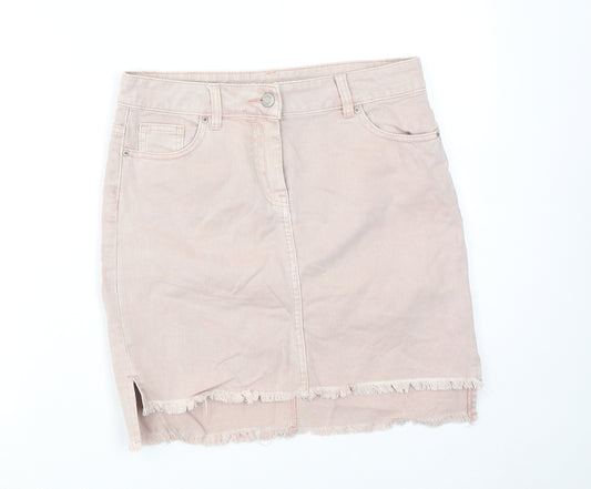NEXT Womens Pink Cotton A-Line Skirt Size 8 Zip