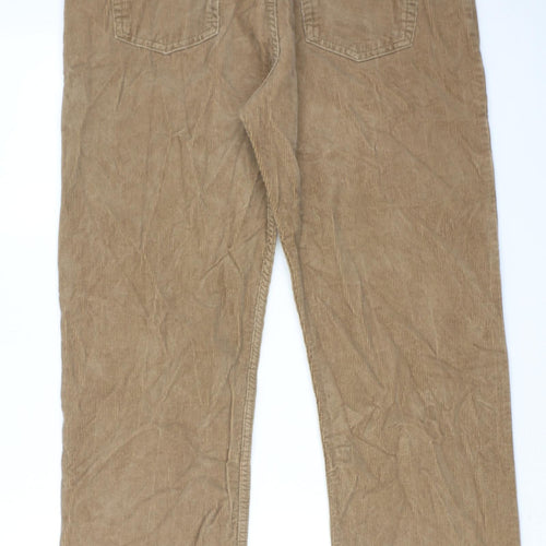 Marks and Spencer Mens Brown Cotton Trousers Size 38 in L31 in Regular Zip