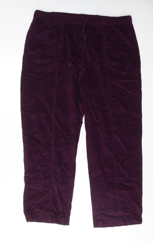 EWM Womens Purple Cotton Jogger Trousers Size 34 in Regular Drawstring