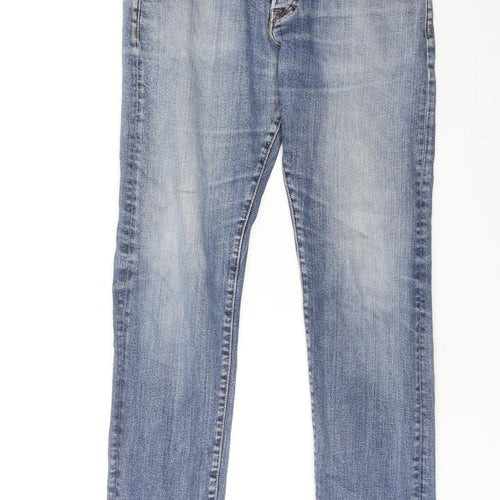 H&M Mens Blue Cotton Straight Jeans Size 33 in L32 in Regular Button