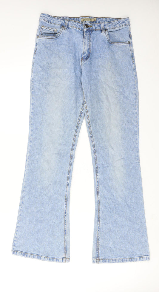 Authentic Womens Blue Cotton Bootcut Jeans Size 12 Regular Zip