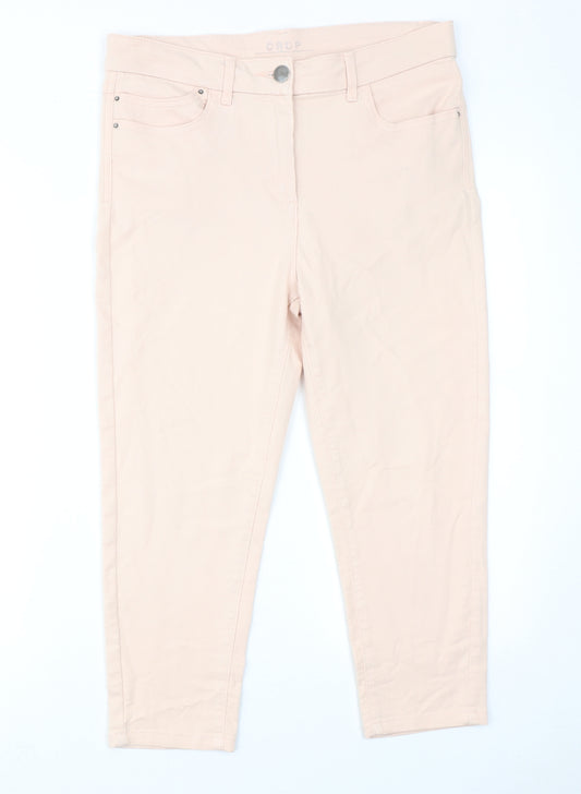 Marks and Spencer Womens Pink Cotton Tapered Jeans Size 30 in Regular Zip