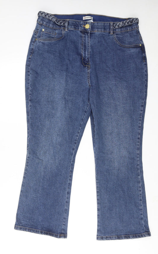 Damart Womens Blue Cotton Bootcut Jeans Size 14 Regular Zip