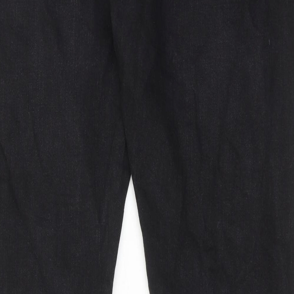 Marks and Spencer Mens Black Cotton Straight Jeans Size 34 in L29 in Slim Zip