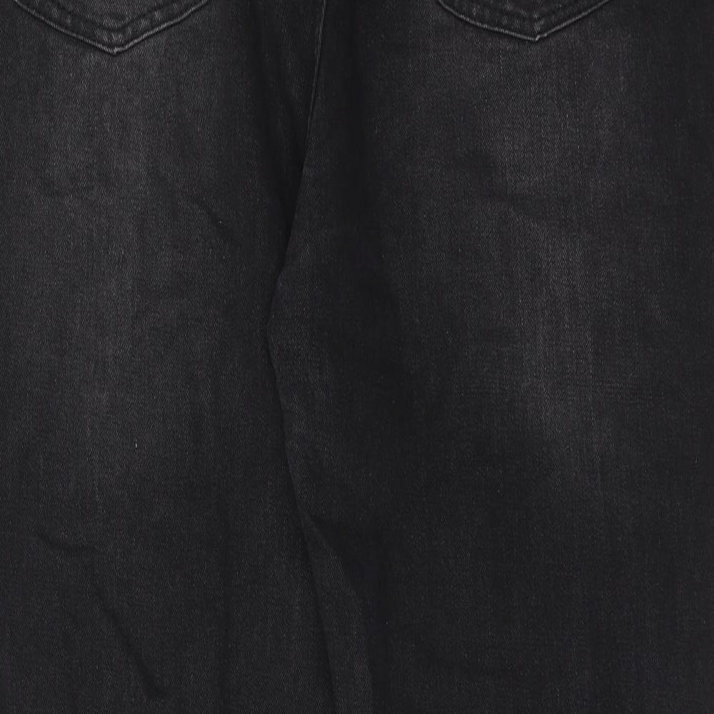 Boohoo Womens Black Cotton Tapered Jeans Size 18 Regular Zip
