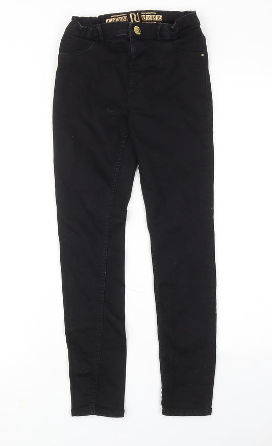 River Island Boys Black Cotton Skinny Jeans Size 11 Years Regular Zip