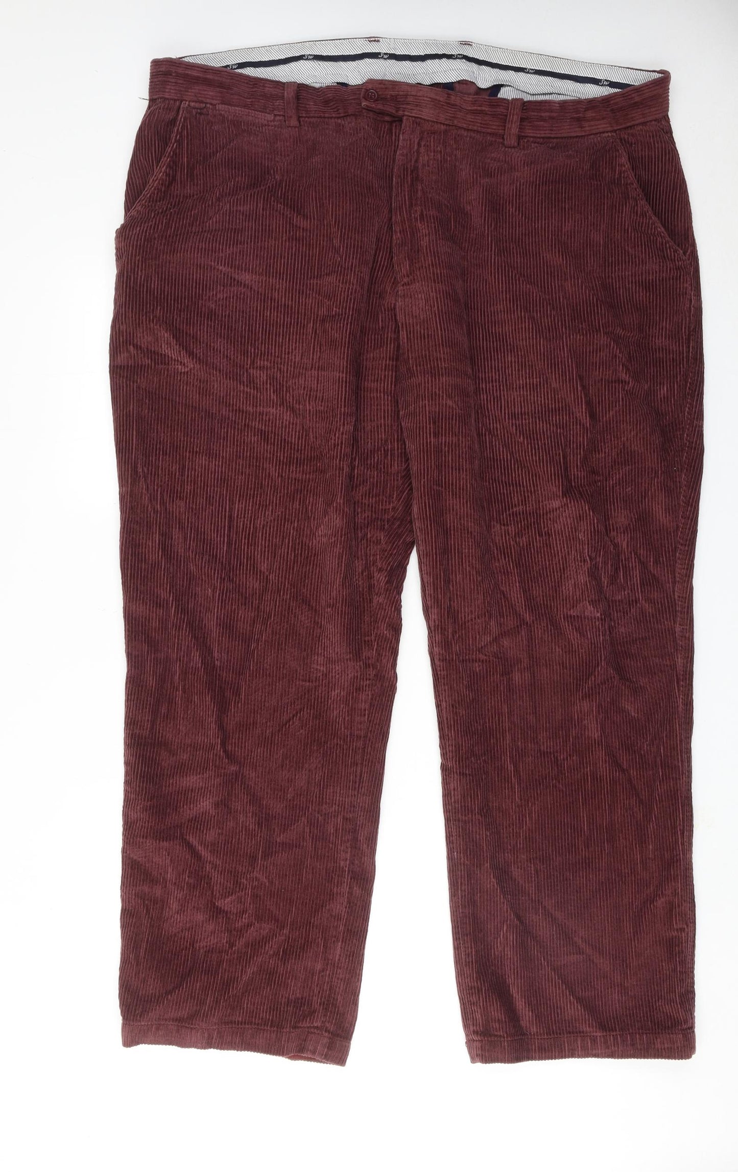 Samuel Windsor Mens Red Cotton Trousers Size 46 in Regular Zip