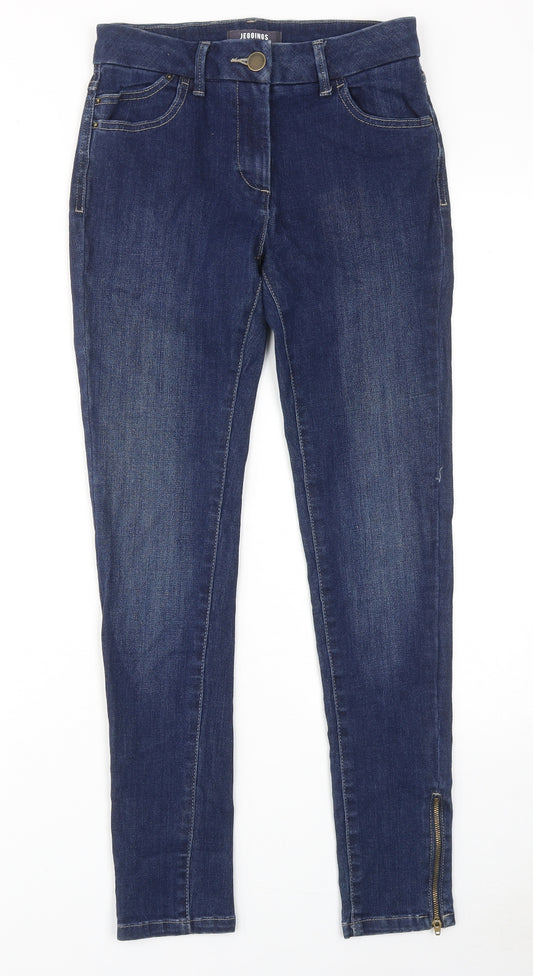 Marks and Spencer Womens Blue Cotton Jegging Jeans Size 8 Regular Zip - Ankle Zip