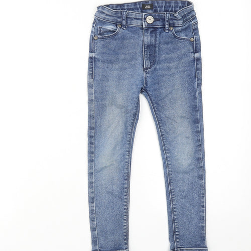 River Island Boys Blue Cotton Skinny Jeans Size 6 Years Regular Zip