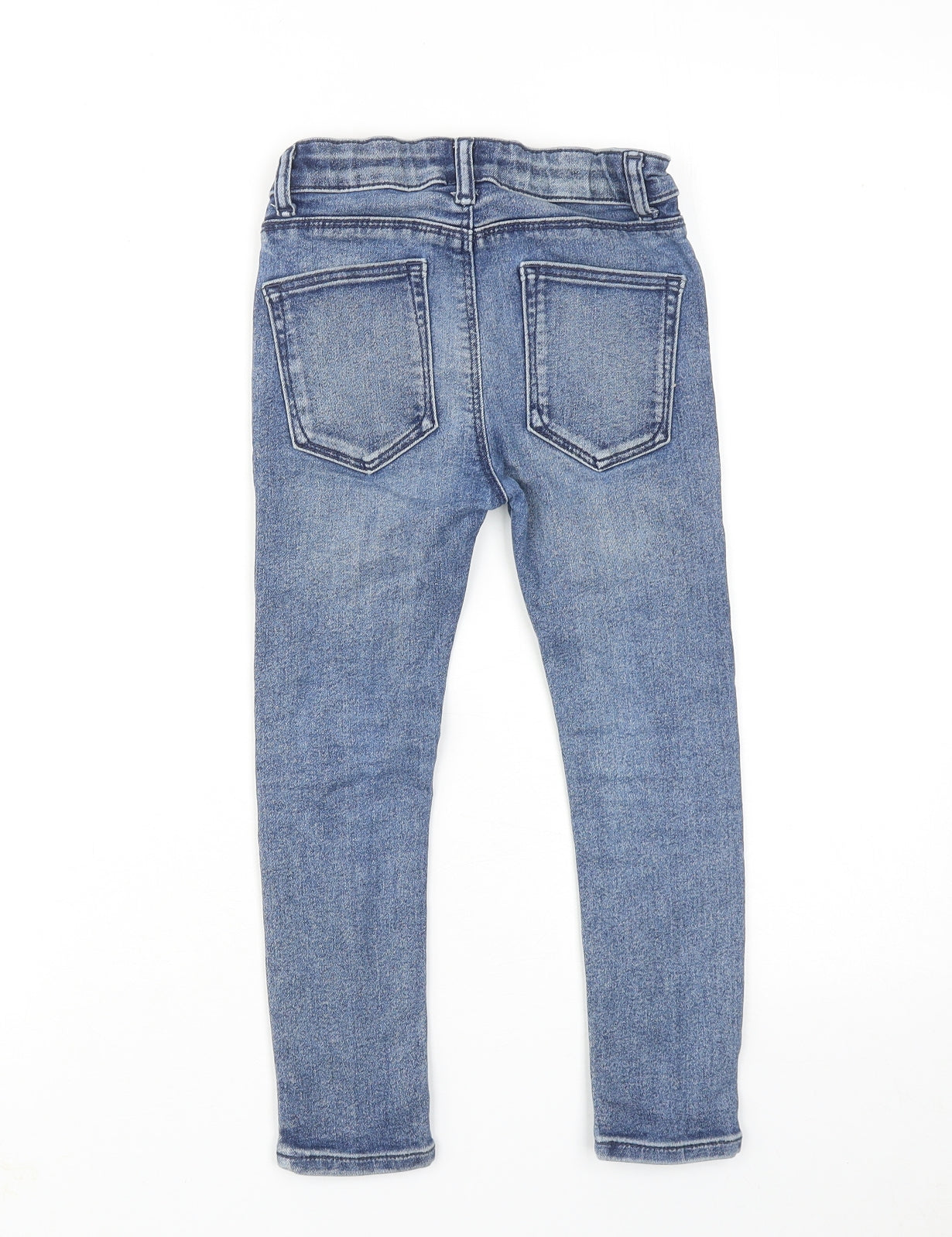 River Island Boys Blue Cotton Skinny Jeans Size 6 Years Regular Zip