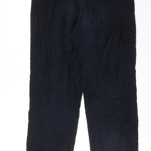 Marks and Spencer Mens Blue Cotton Trousers Size 32 in L33 in Regular Zip
