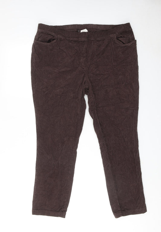 Damart Womens Brown Cotton Trousers Size 22 Regular