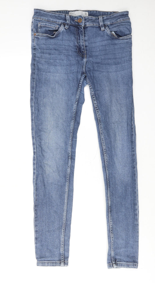 NEXT Womens Blue Cotton Skinny Jeans Size 10 Regular Zip