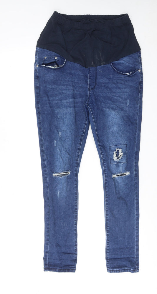 Boohoo Womens Blue Cotton Skinny Jeans Size 12 Regular