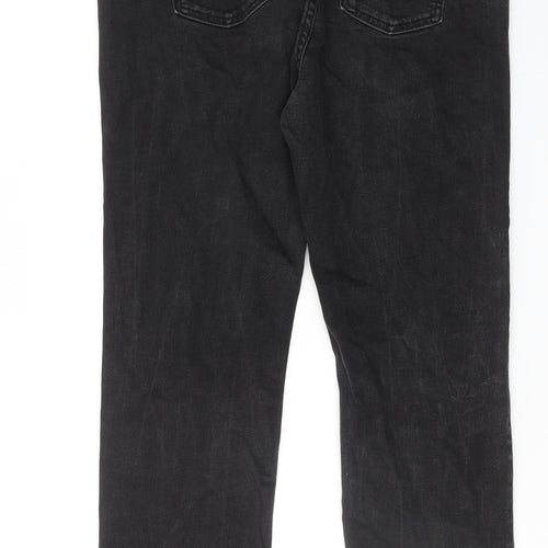 Marks and Spencer Womens Black Cotton Straight Jeans Size 16 Regular Zip