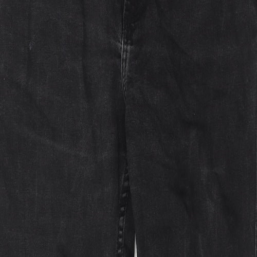 Marks and Spencer Womens Black Cotton Straight Jeans Size 16 Regular Zip
