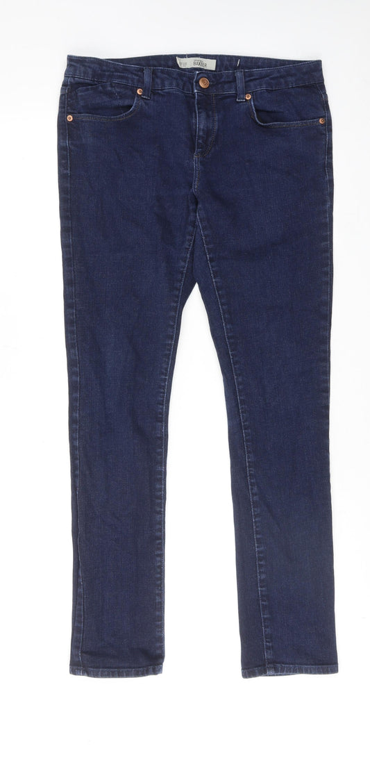Topshop Womens Blue Cotton Skinny Jeans Size 32 in L32 in Regular Zip