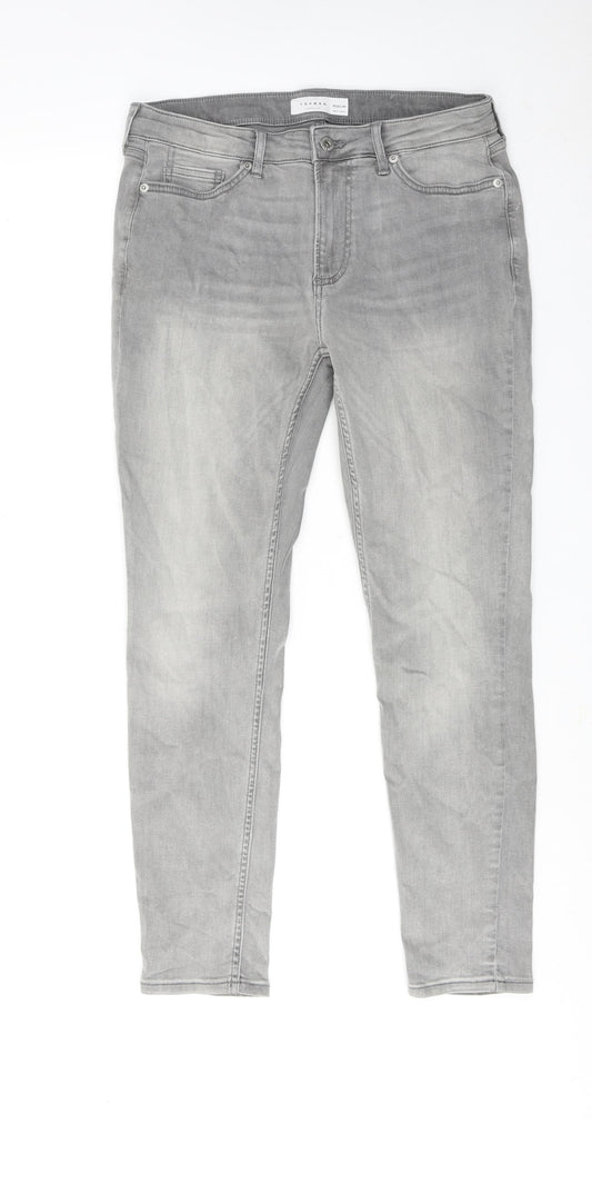 Topman Mens Grey Cotton Skinny Jeans Size 32 in L30 in Regular Zip