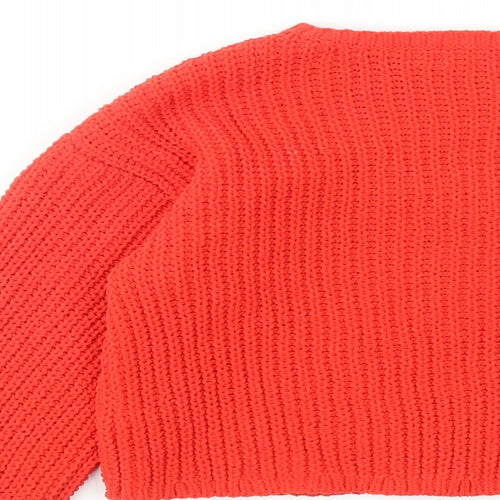 H&M Girls Red Boat Neck Polyester Pullover Jumper Size 4-5 Years Pullover