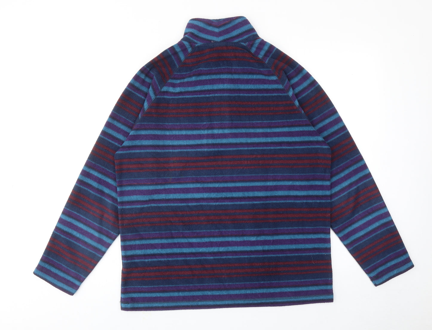 Cotton Traders Womens Multicoloured Striped Polyester Pullover Sweatshirt Size M Zip