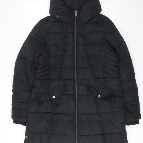 NEXT Womens Black Quilted Coat Size 16 Zip