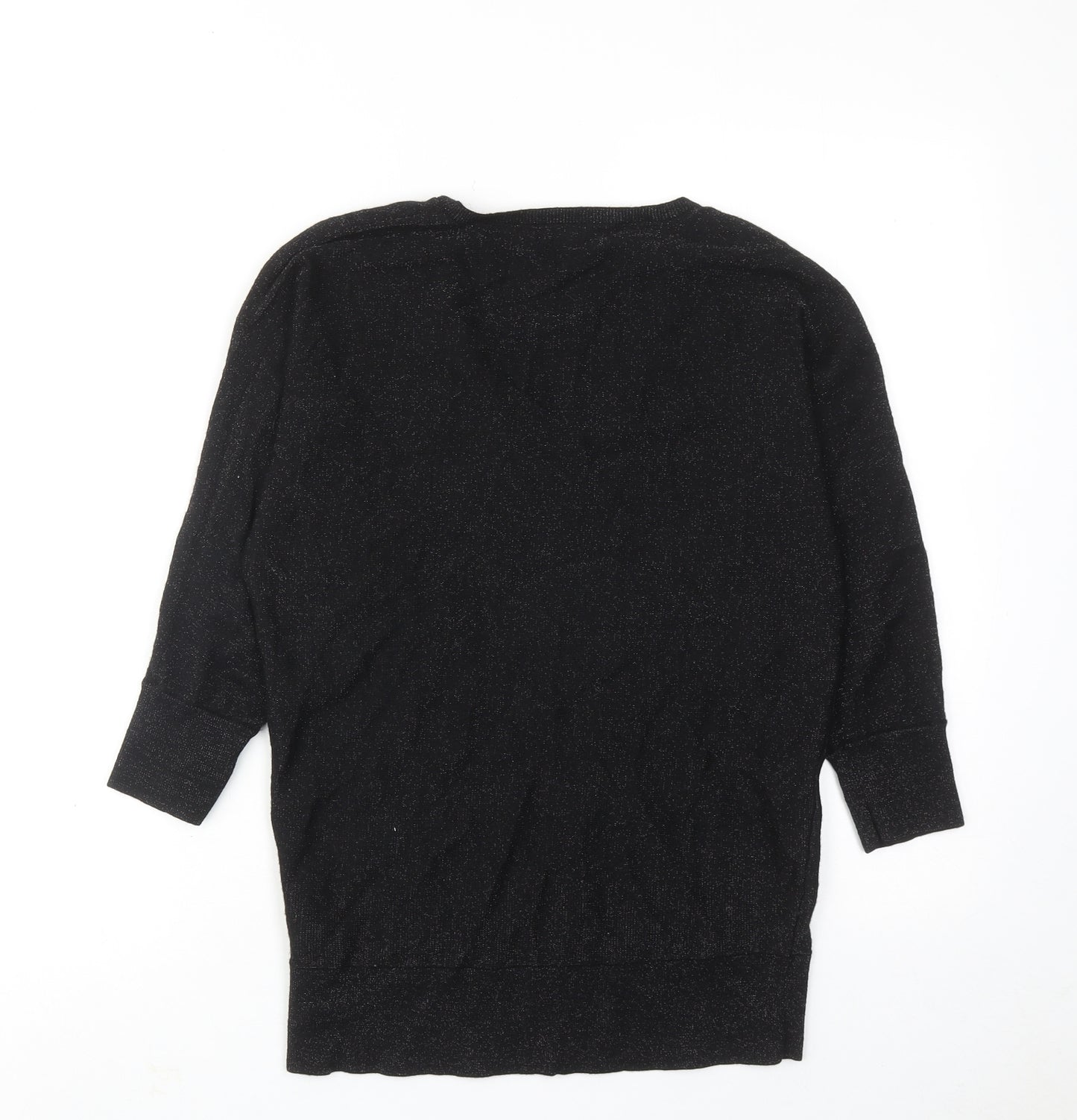 Hobbs Womens Black V-Neck Wool Pullover Jumper Size XS