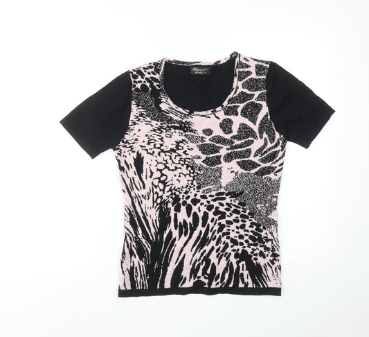 Lahaveil Womens Pink Round Neck Animal Print Viscose Pullover Jumper Size M - Size M-L Leopard Print