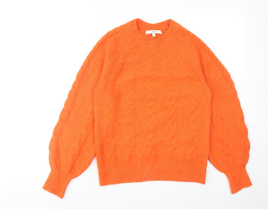 NEXT Womens Orange Round Neck Wool Pullover Jumper Size XS