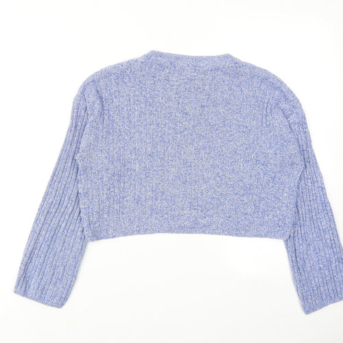 Topshop Womens Blue Round Neck Cotton Pullover Jumper Size 10