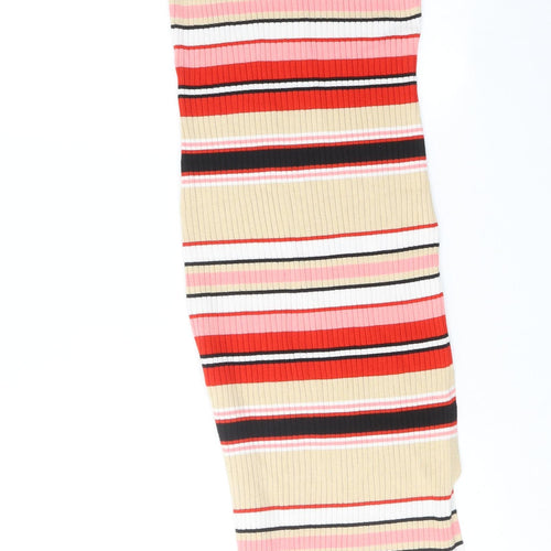 River Island Womens Multicoloured Striped Viscose Bodycon Size 6 V-Neck Pullover