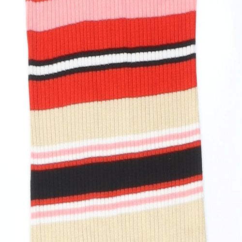 River Island Womens Multicoloured Striped Viscose Bodycon Size 6 V-Neck Pullover