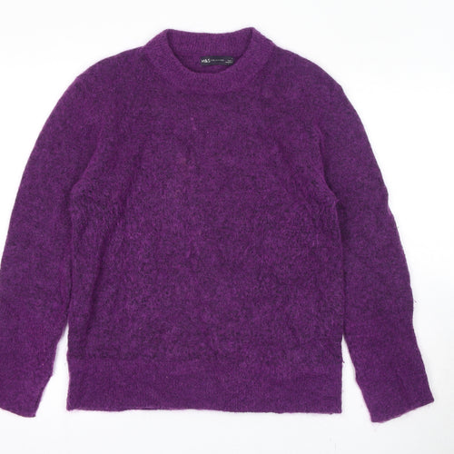 Marks and Spencer Womens Purple Round Neck Polyester Pullover Jumper Size S