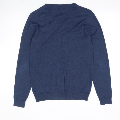 NEXT Mens Blue V-Neck Cotton Pullover Jumper Size XS Long Sleeve