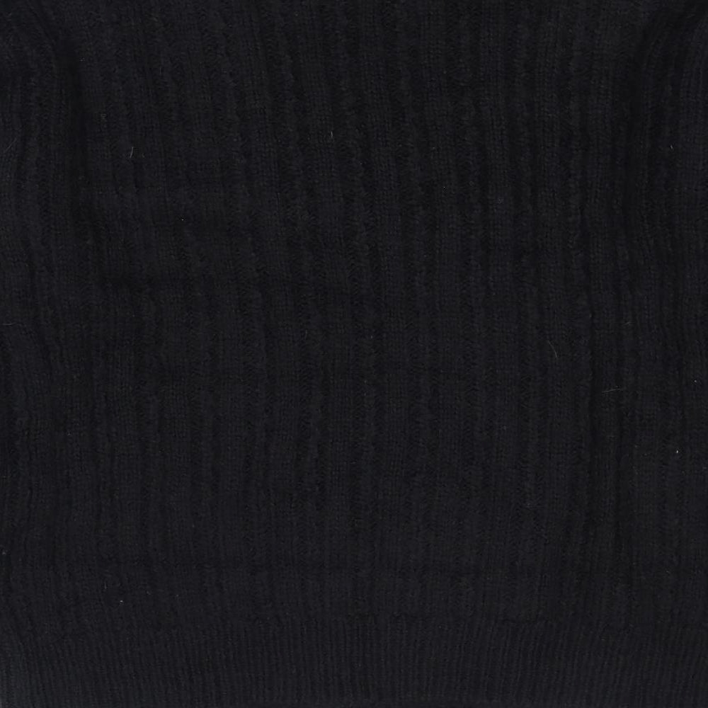 Per Una Womens Black Round Neck Striped Acrylic Pullover Jumper Size M