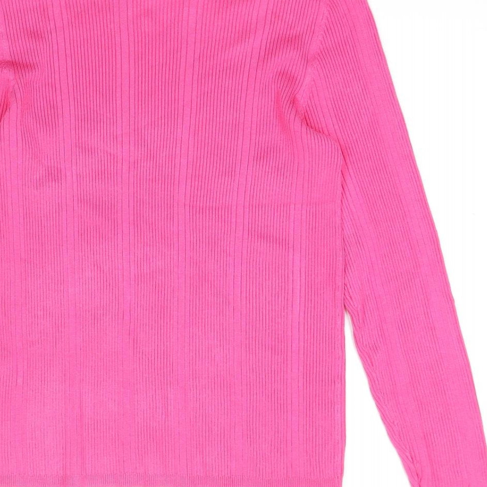 Marks and Spencer Womens Pink Viscose Basic Blouse Size 12 Crew Neck - Ribbed