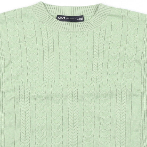 Marks and Spencer Womens Green Round Neck Viscose Pullover Jumper Size S