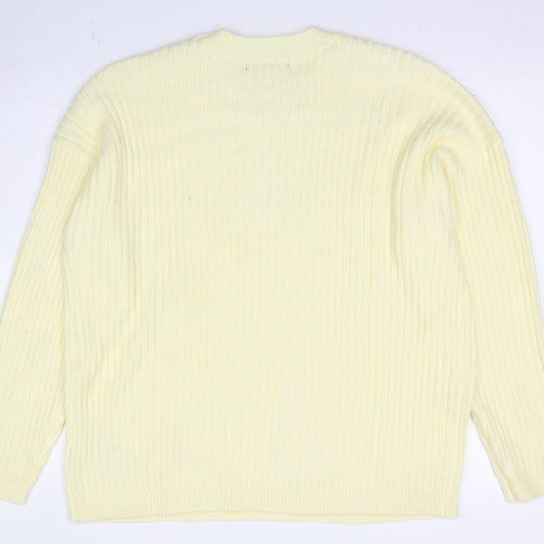 Marks and Spencer Womens Yellow Round Neck Polyester Pullover Jumper Size L