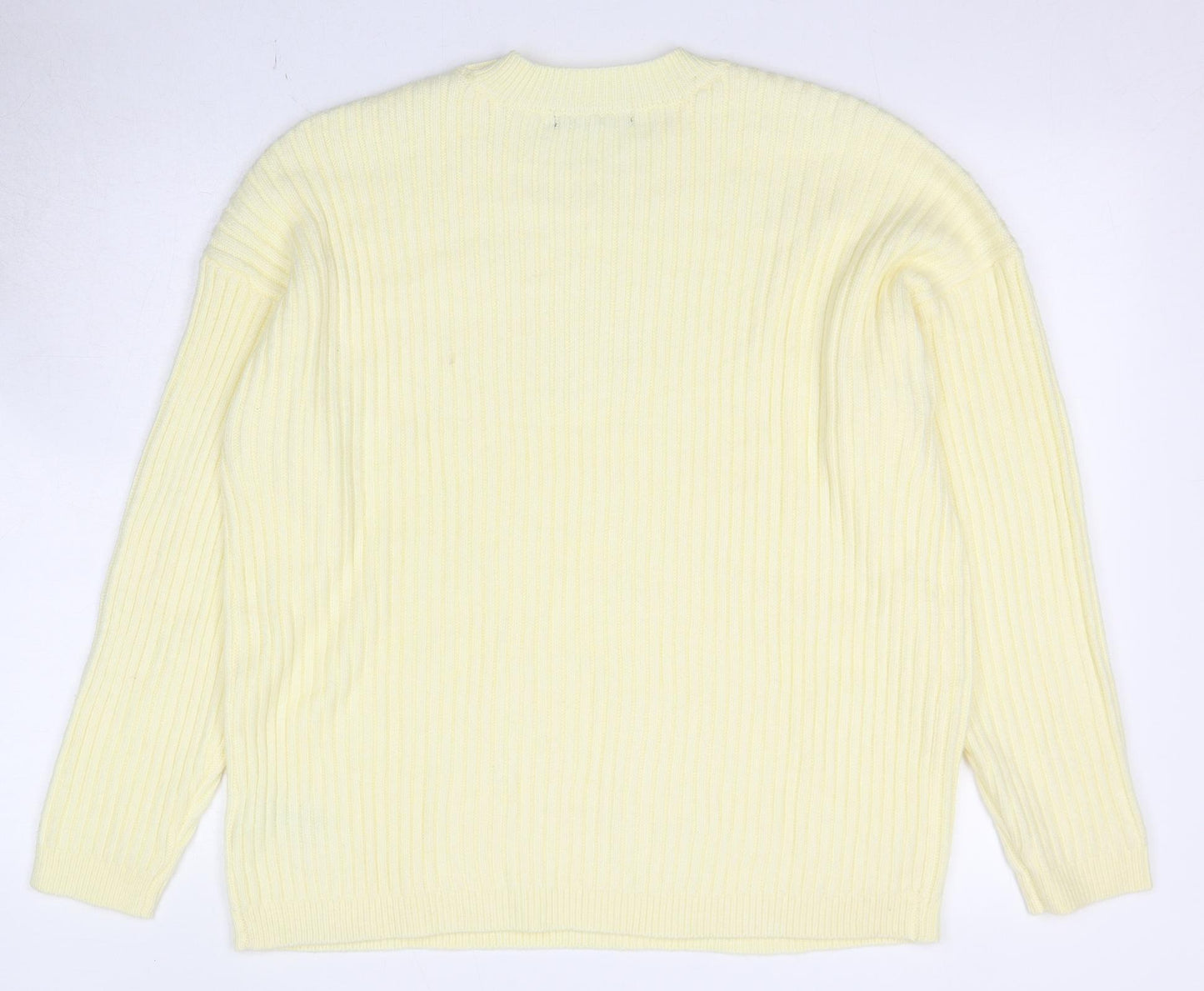 Marks and Spencer Womens Yellow Round Neck Polyester Pullover Jumper Size L
