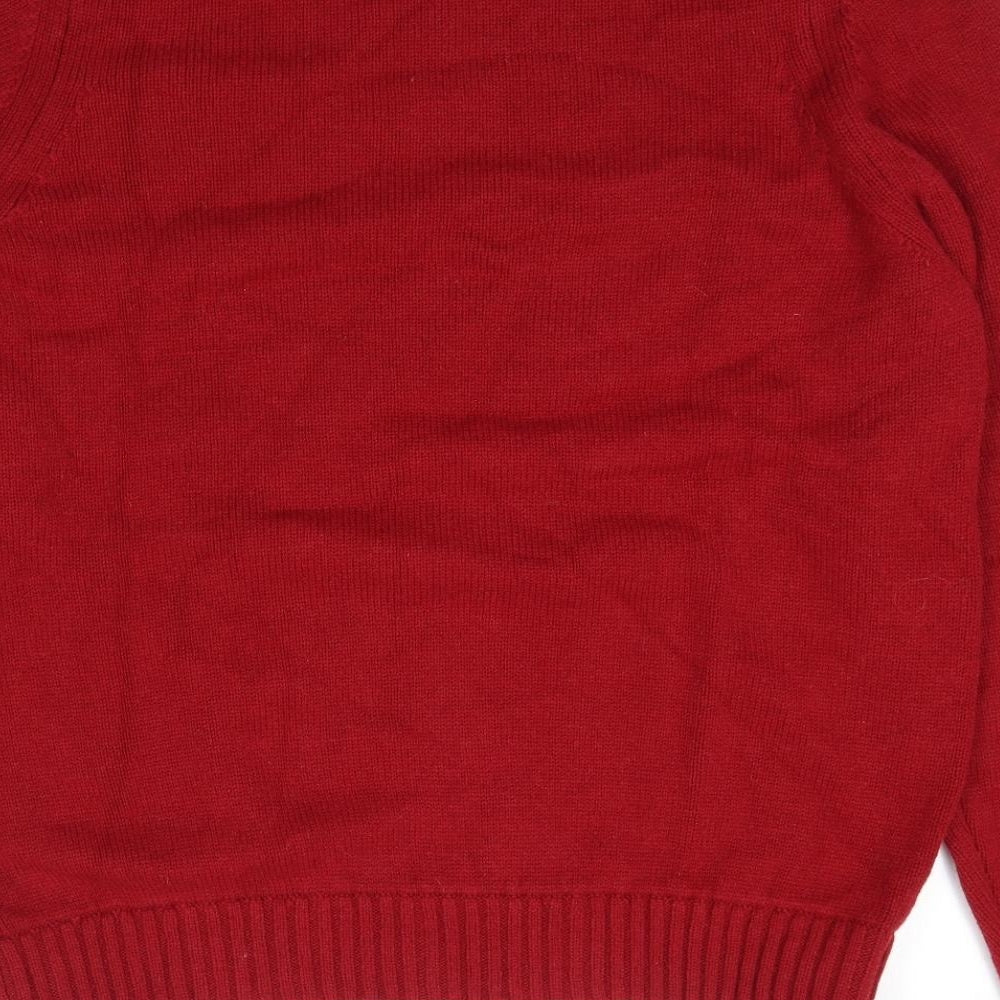 Marks and Spencer Mens Red Round Neck Polyamide Pullover Jumper Size XL Long Sleeve
